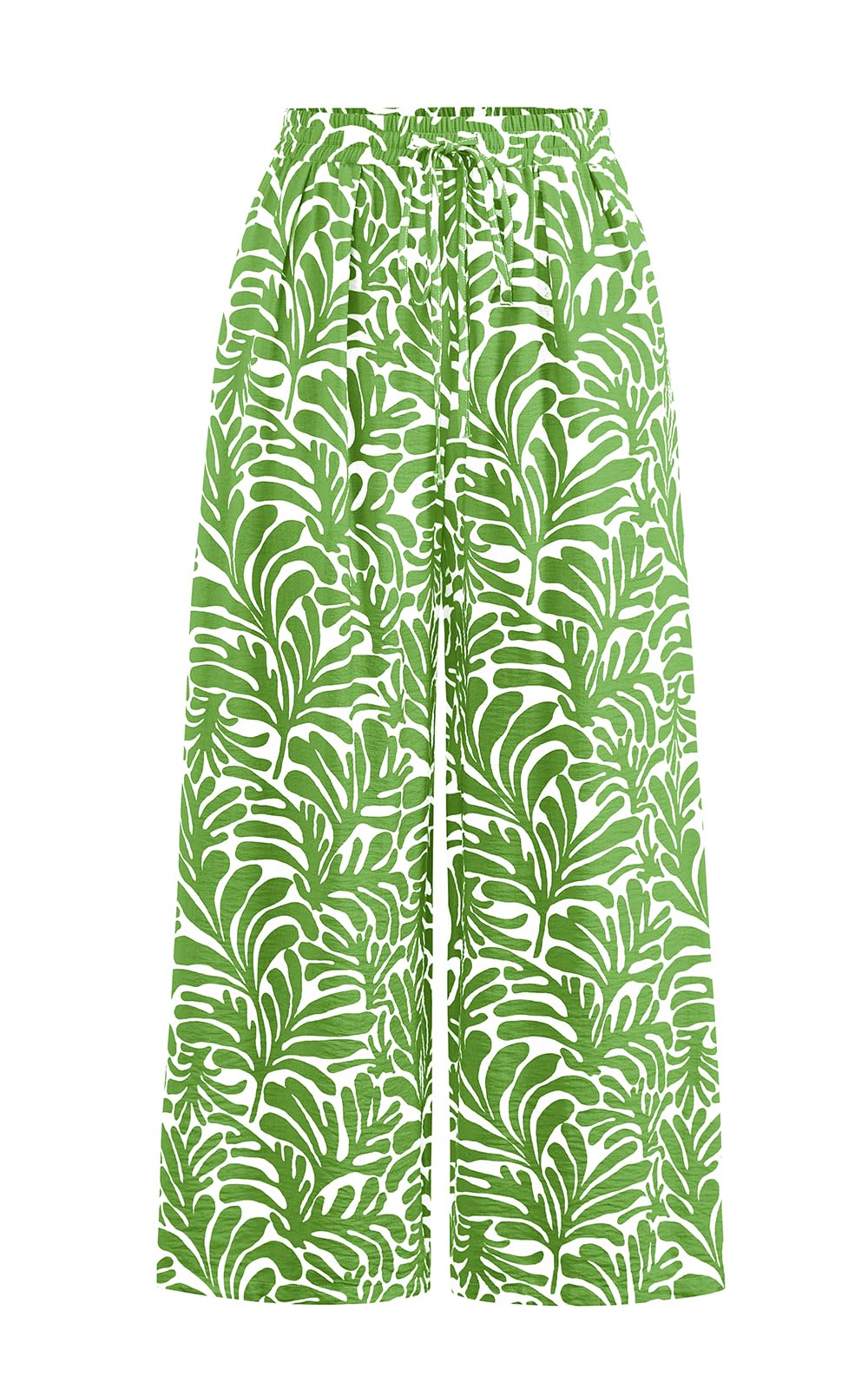 PRETTYGARDEN Womens Pants Elastic Waist Floral Lightweight Palazzo Pants for Women Casual Lounge Wide Leg Pants Woman