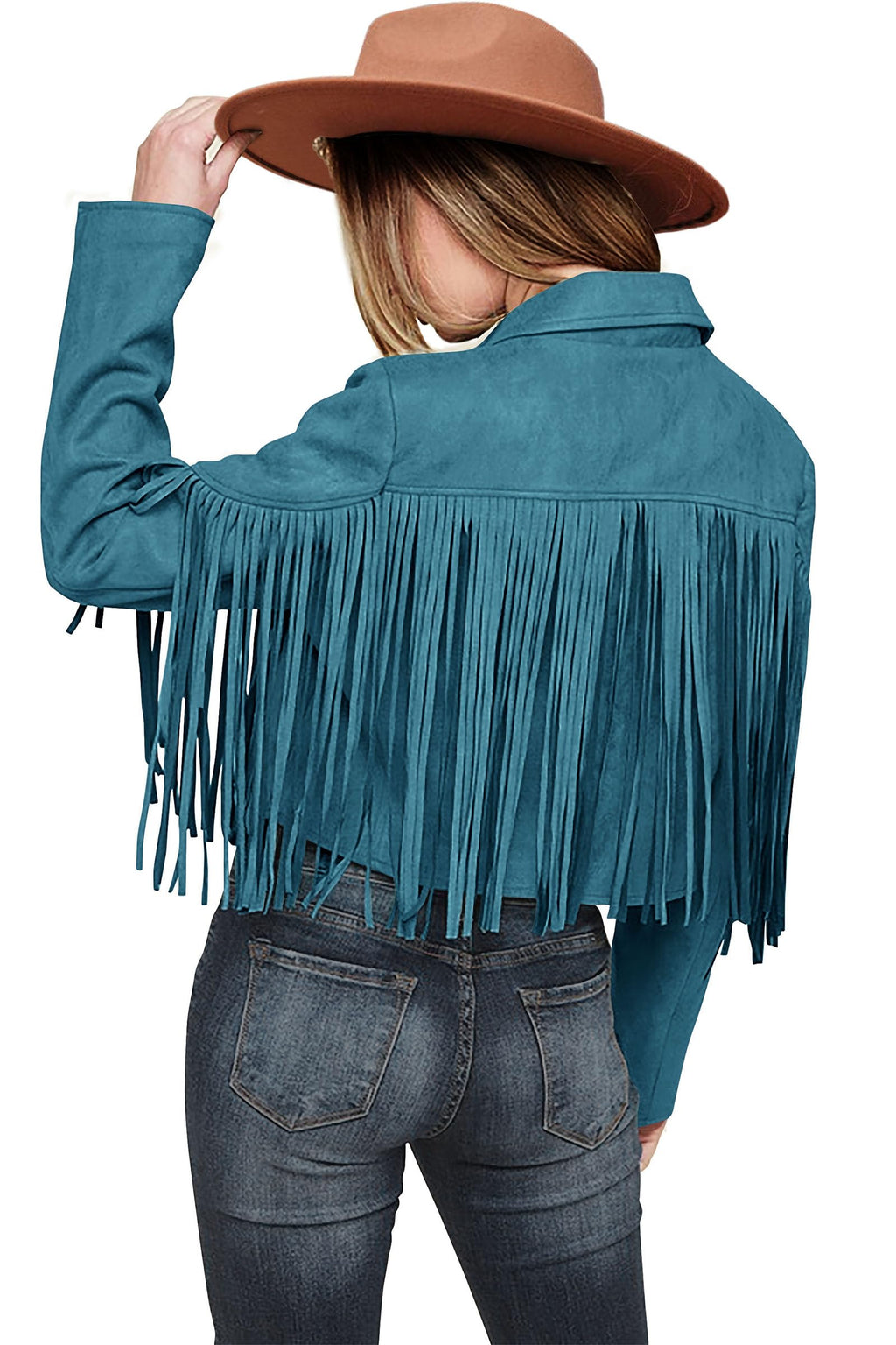 PRETTYGARDEN Women's Fringe Faux Suede Leather Jackets Fall Fashion Tassel Motorcycle Cropped Coats