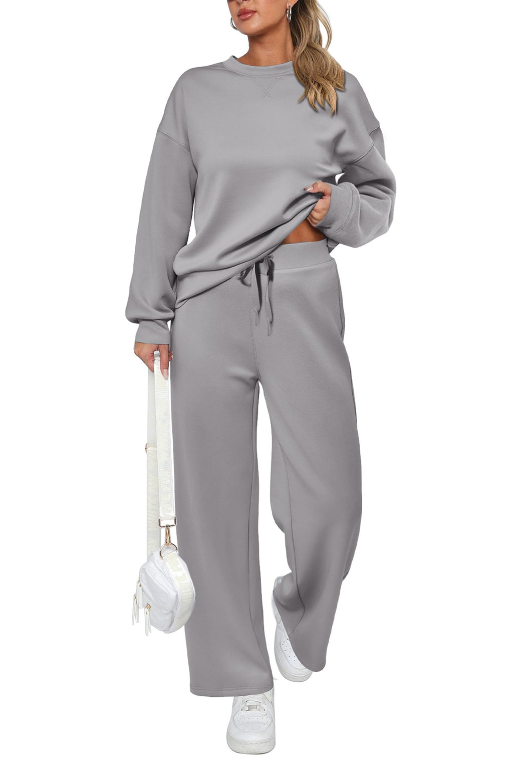 PRETTYGARDEN Womens 2 Piece Outfits Fall Long Sleeve Sweatshirt Wide Leg Pants Lounge Sets Winter Sweatsuits Tracksuit