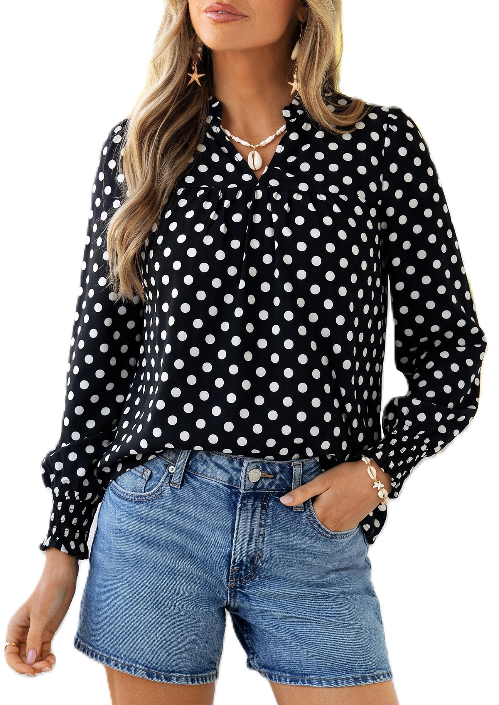 PRETTYGARDEN Women's Boho Floral Blouses Dressy Casual