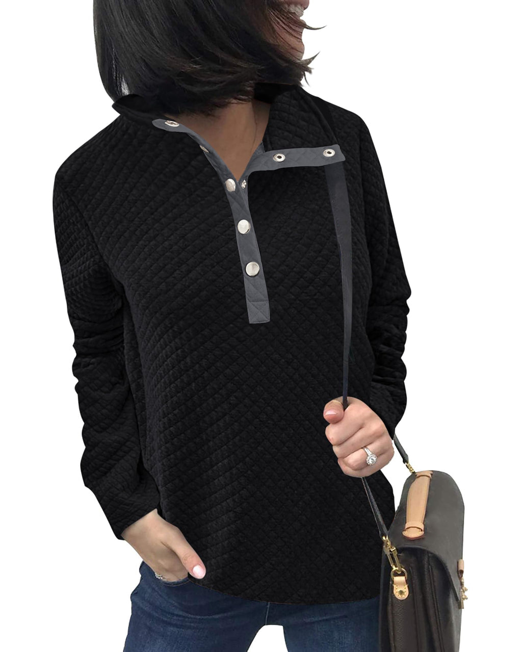 BTFBM Women Fashion Quilted Pattern Lightweight Zipper Long Sleeve Plain Casual Ladies Sweatshirts Pullovers Shirts Tops