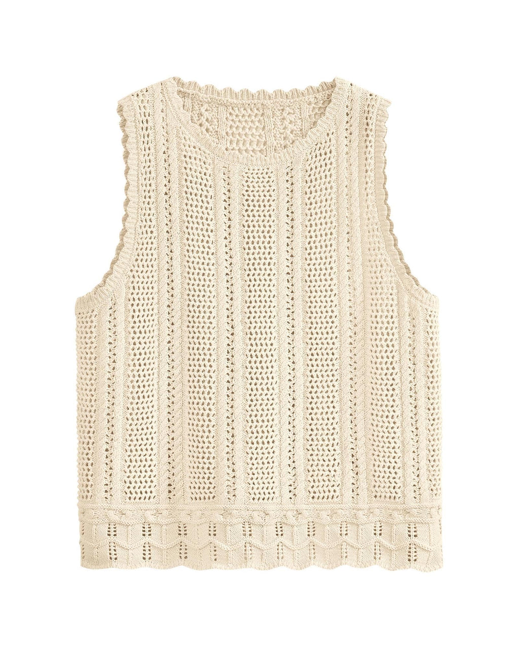FreshPretty Crochet Tank Top Vacation Outfits for Women Sweater Vest Beach Cover Ups Spring Summer Sleeveless Cruise Resort Wear