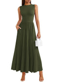 PRETTYGARDEN Summer Maxi Dresses for Women Sleeveless A Line Flowy Long Casual Sundress Wedding Guest Fashion Clothing