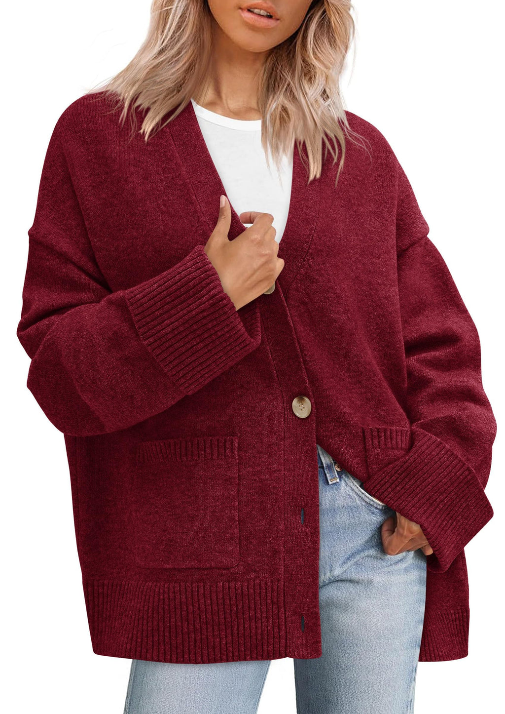 PRETTYGARDEN Women's Oversized Cardigan Sweaters Trendy Chunky Knit Long Sleeve V Neck Button Down Fall Winter Outfits
