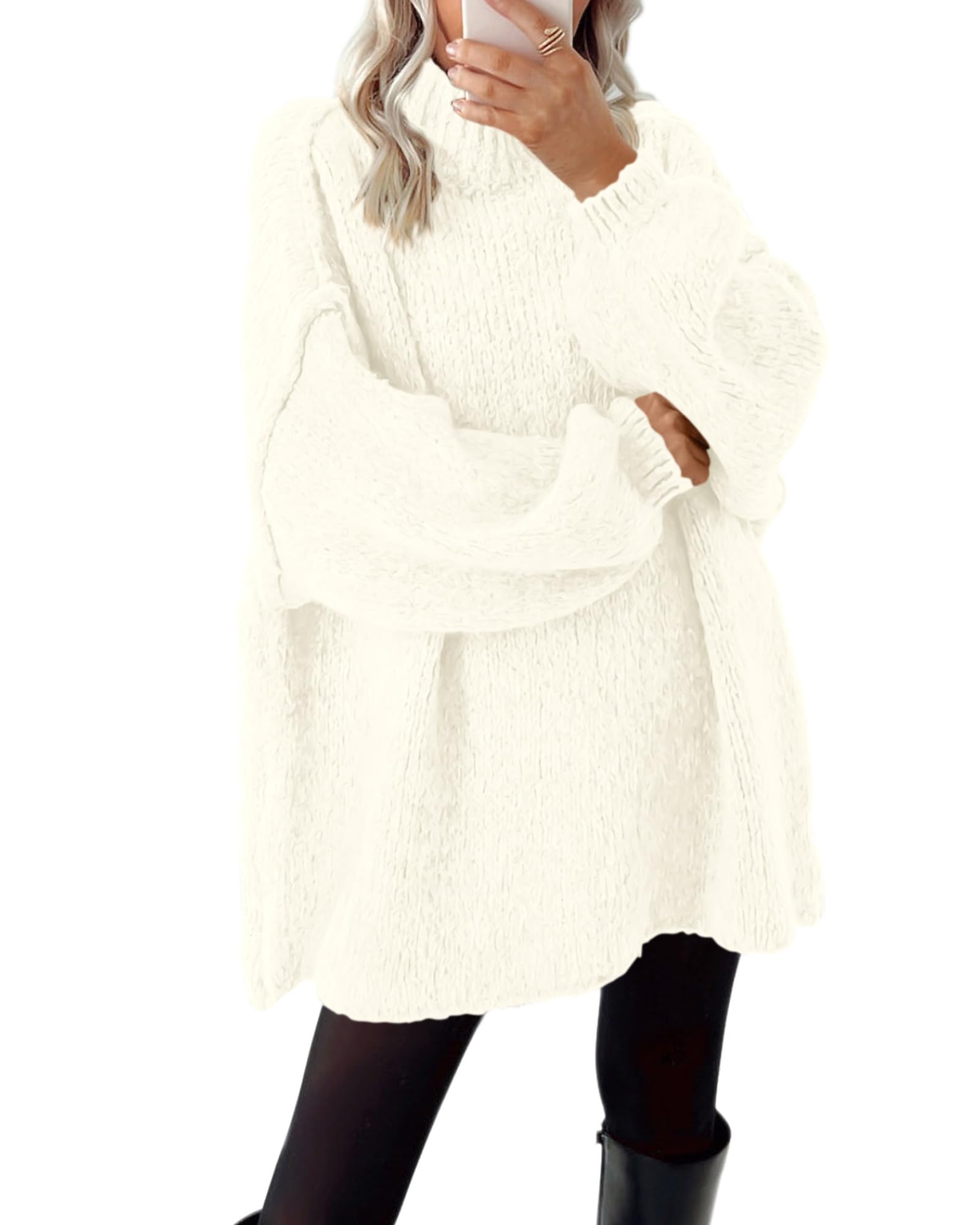 BTFBM Sweaters for Women Fall Long Sleeve Mock Neck Cable Knit Oversized Sweater Pullover Tops Thick Winter Clothes