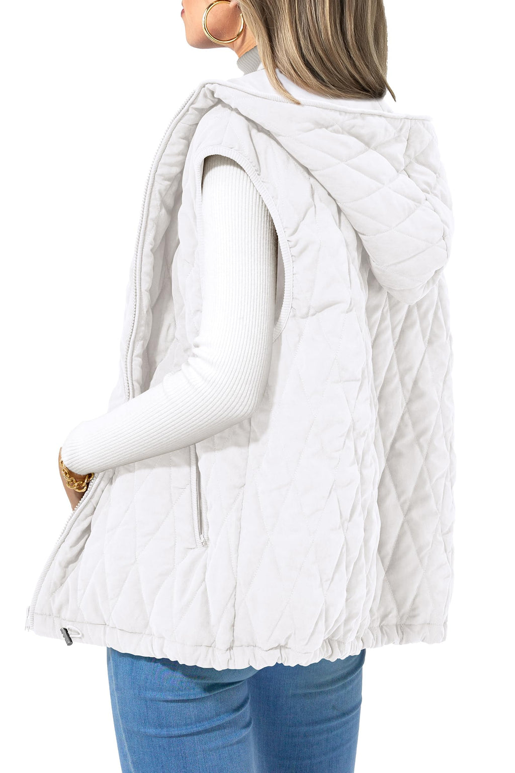 PRETTYGARDEN Women's Fall Spring Vest Casual Sleeveless Hooded Zip Up Jacket Trendy Winter Coat Outerwear