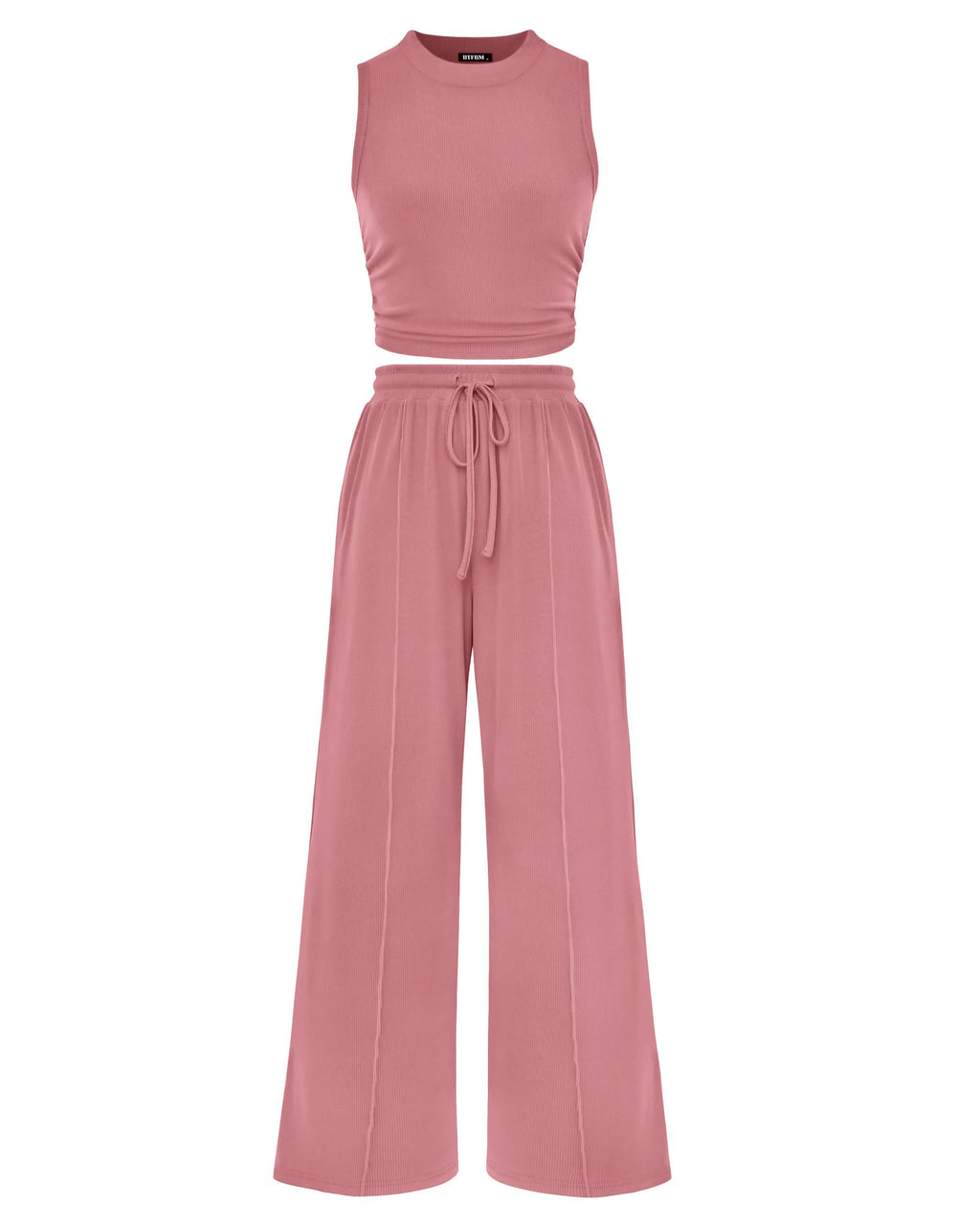 BTFBM Summer Outfits For Women Cropped Sleeveless Tank Tops Wide Leg Pants 2 Piece Sets Beach Lounge Set Clothing