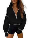 PRETTYGARDEN Women's  Fall Hooded Sweatshirts Long Sleeve Half Zip Cropped Hoodies Pullover Winter Fashion Clothes