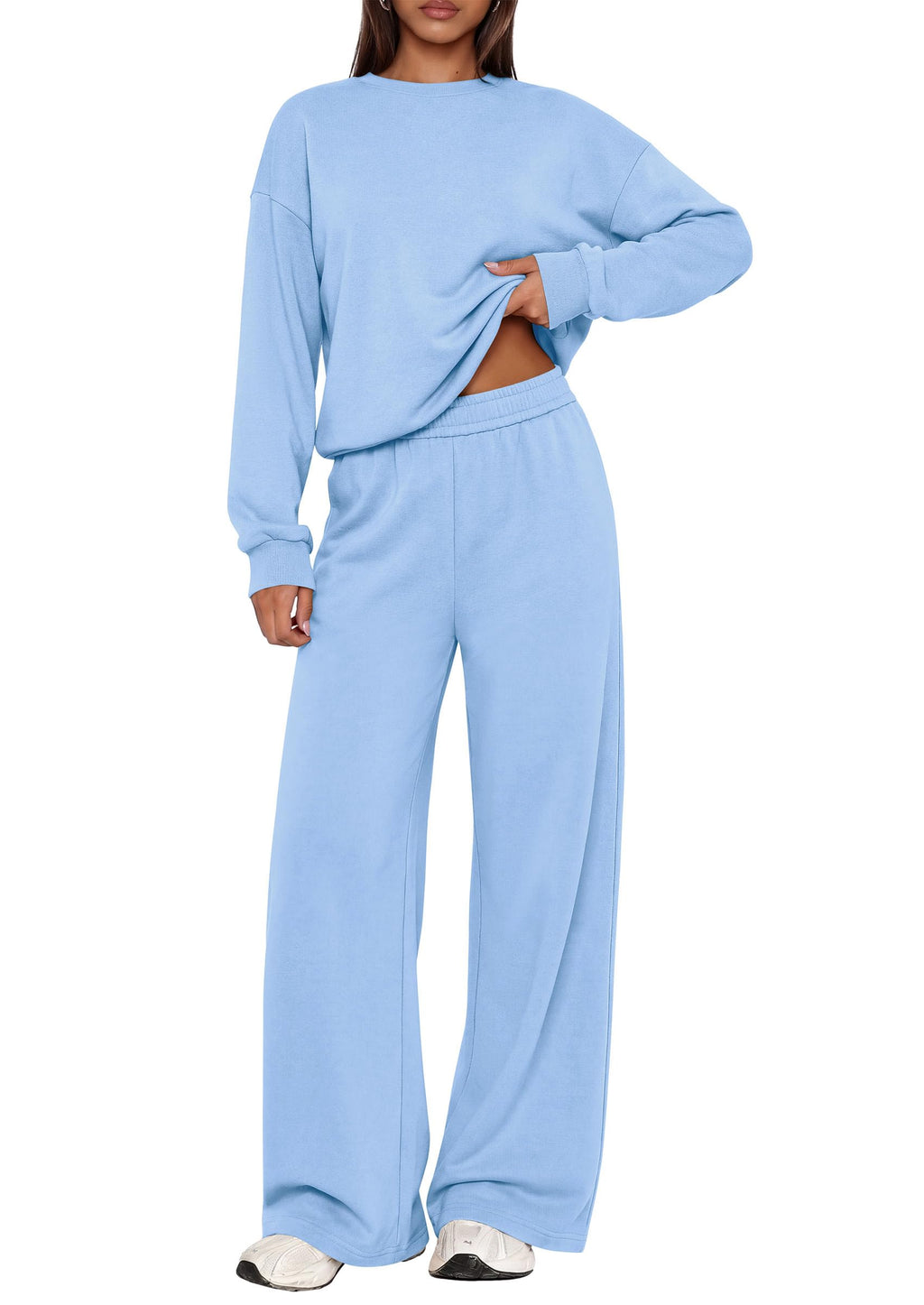 PRETTYGARDEN 2 Piece Lounge Sets for Women Casual Sweatsuits | Soft Fleece Lining,Crew Neck Oversized Sweatshirt & Wide Leg Pants,Workout Airport Matching Set Tracksuit,Fall Winter Outfits