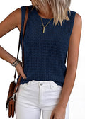 FreshPretty Sweater Vest Women Crochet Tank Tops Spring Summer Sleeveless Knit Pullover Beach Cover Up Vacation Outfits