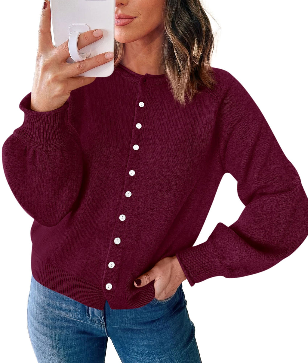 PRETTYGARDEN Women's Knit Cardigan Lightweight Cozy Sweaters Comfy Long Sleeve Work Tops, Button Down Shirts, Rolled Edges, Casual Fall Clothes for Going Out, Holiday, Winter Layering