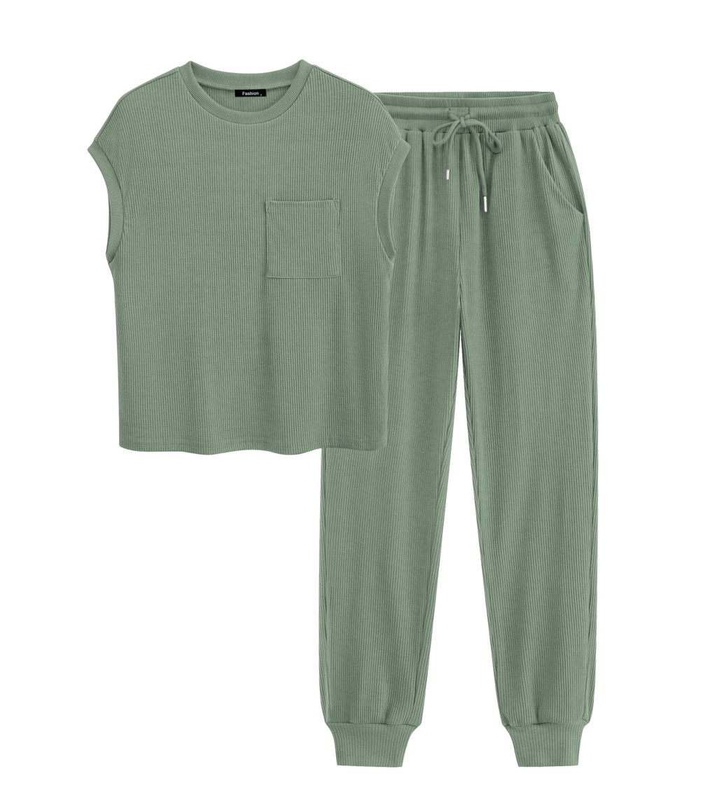 BTFBM Women's Two Piece Tracksuit Outfits Summer Short Sleeve Tops Long Pants Jogger Lounge Matching Sets Sweatsuit