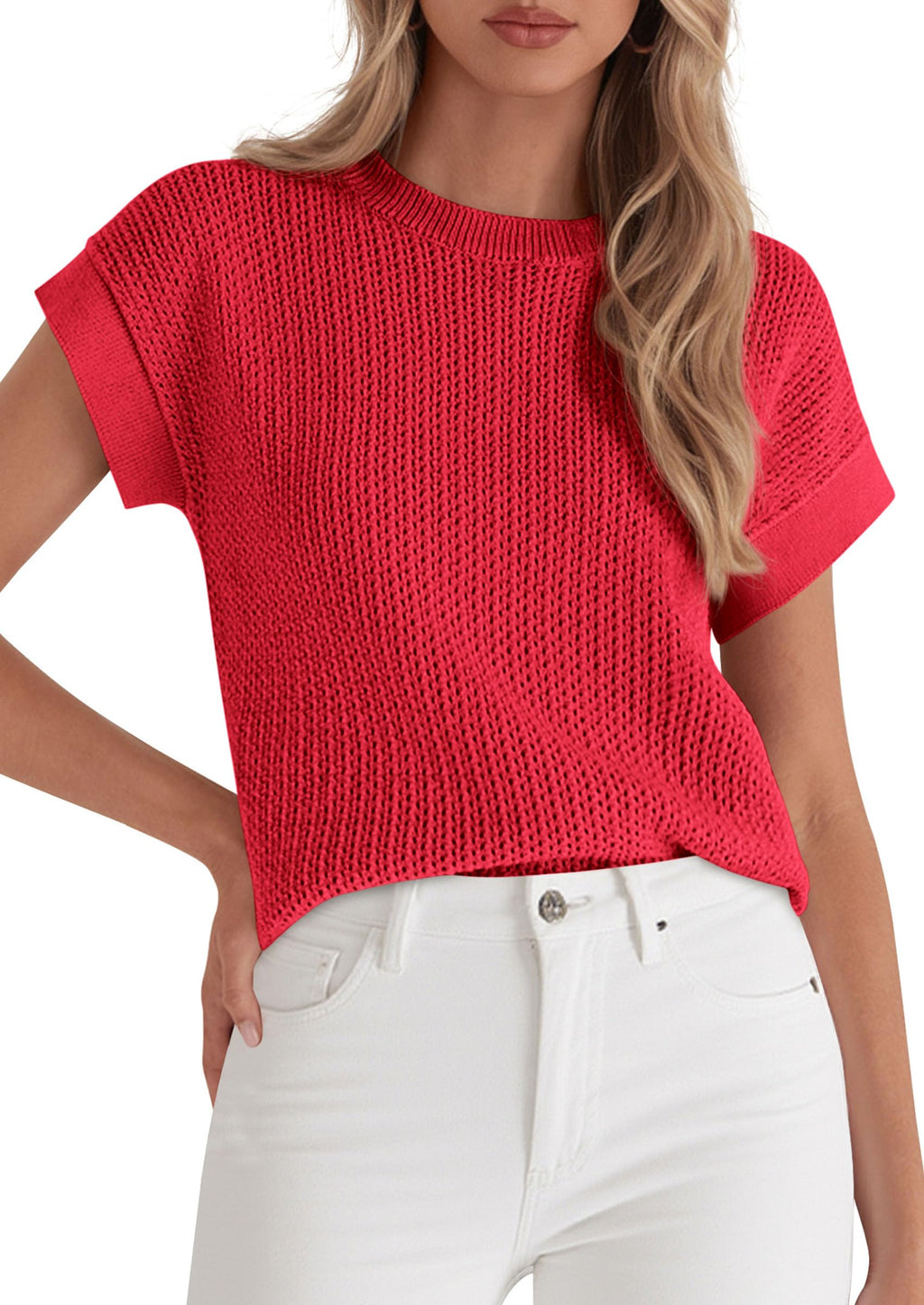 PRETTYGARDEN Women Spring Sweater Vest Business Casual Tank Top Lightweight Cap Sleeve Knit Shirts Trendy Summer Outfits