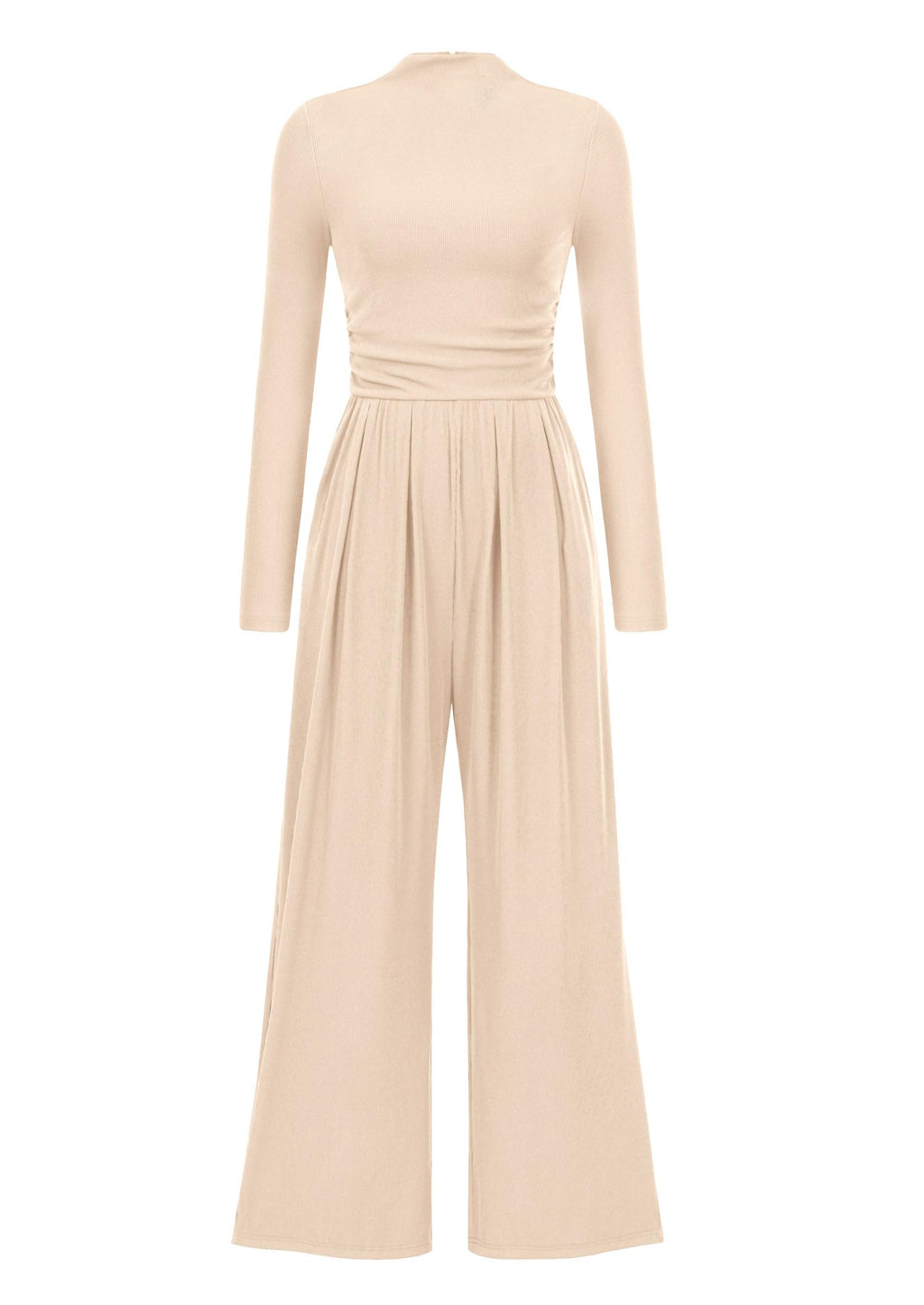 PRETTYGARDEN Womens Jumpsuit Dressy Casual Spring Fall Fashion One Piece Outfits Long Sleeve Mock Neck Wide Leg Pants Rompers