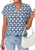 PRETTYGARDEN Womens Floral Print Short Sleeve Summer Tops Trendy V Neck Loose Boho Shirts Casual Work Blouses