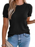 BTFBM Short Sleeve Sweater for Women Spring Summer Knit Basic Tops Lightweight Business Casual Vacation Outfits