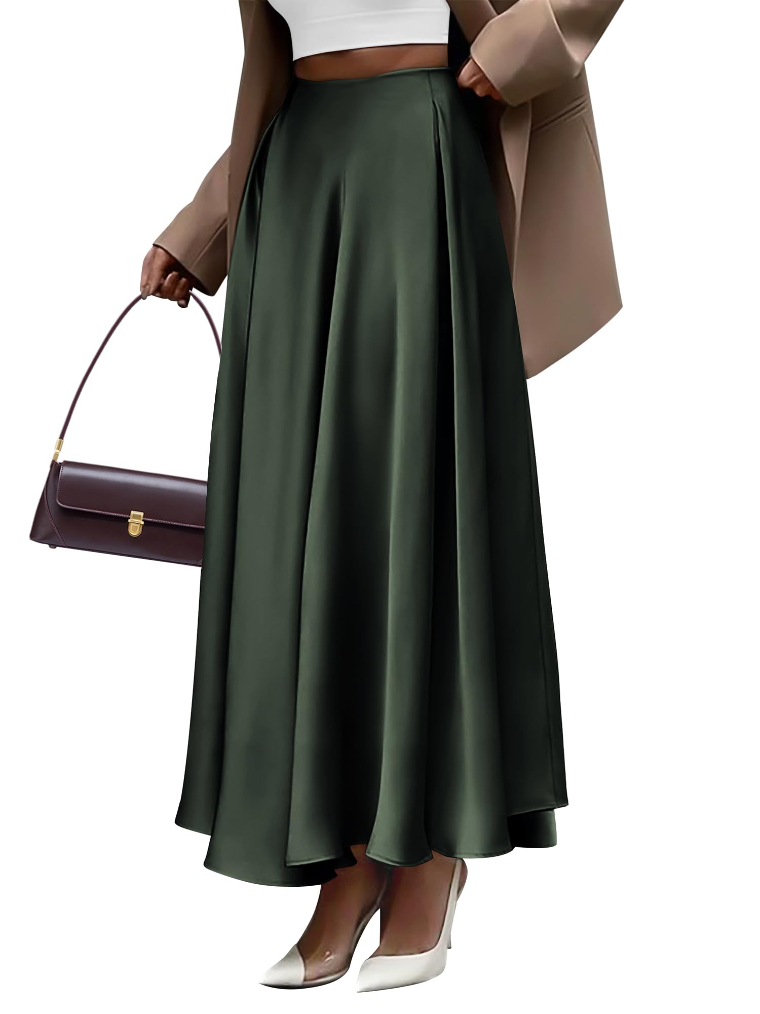BTFBM Satin Skirts for Women Summer Elegant Flowy A-Line Cocktail Formal Silk Spring Maxi Skirt Night Out Outfits