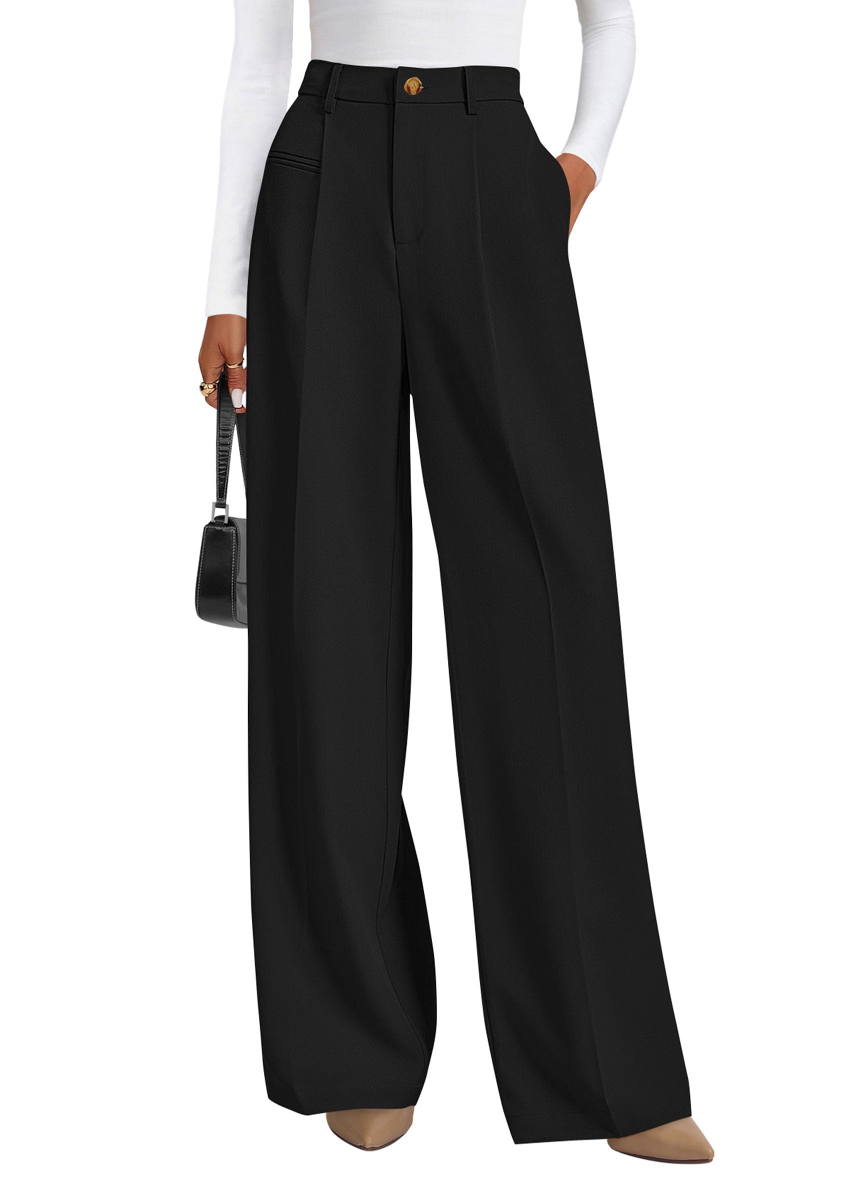 PRETTYGARDEN Womens Wide Leg Dress Pants Business Casual Flowy Work Palazzo Pants High Waisted Slacks Trousers