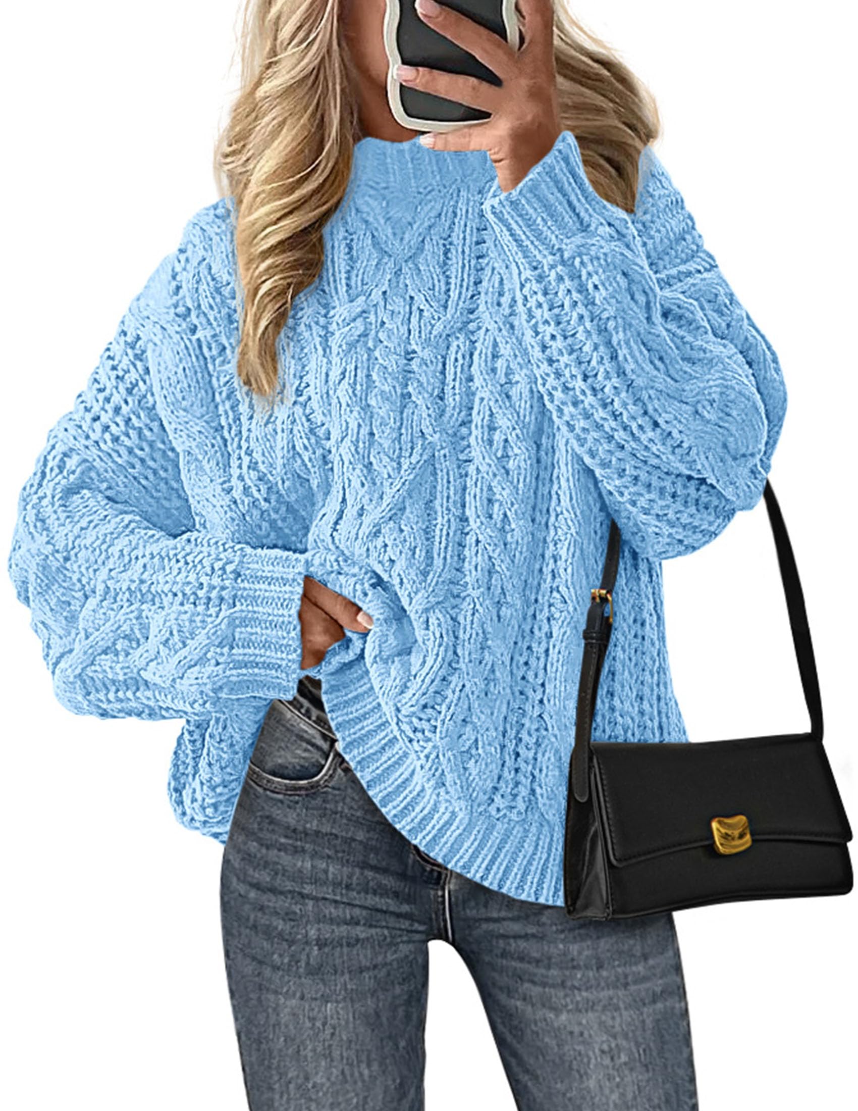 PRETTYGARDEN Women's Oversized Fall Sweaters Casual Long Sleeve Crewneck Chunky Cable Knit Pullover Tops Winter Clothes