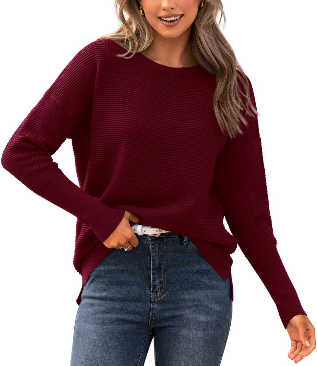 FreshPrettyFall Sweaters for Women Casual Long Sleeve Sweater Striped Loose Fit Pullover Tops