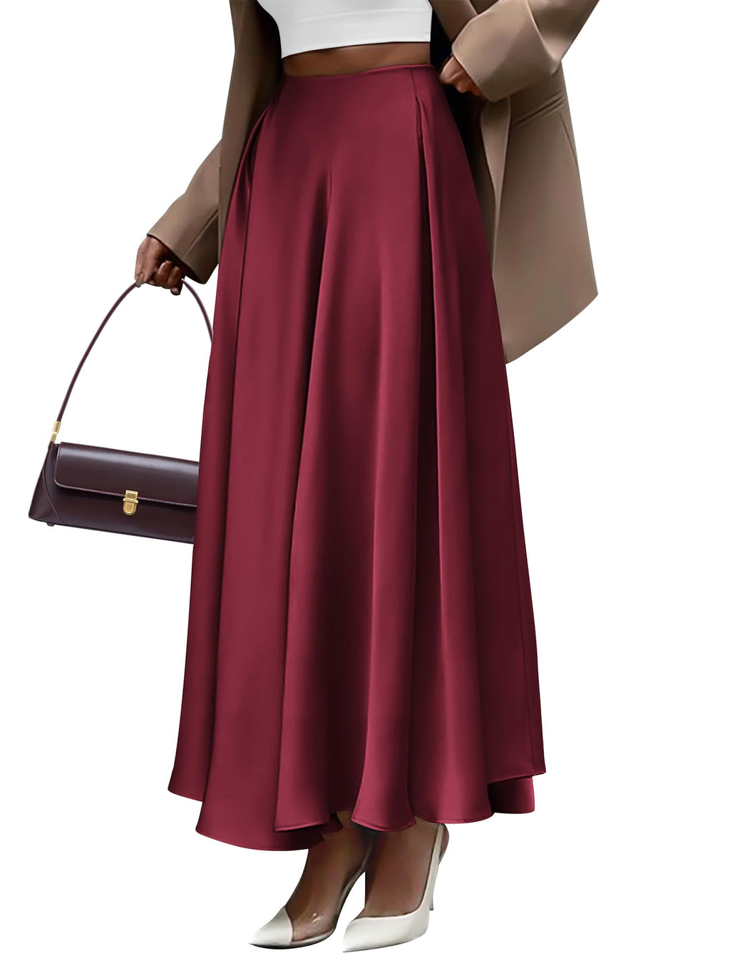 BTFBM Satin Skirts for Women Summer Elegant Flowy A-Line Cocktail Formal Silk Spring Maxi Skirt Night Out Outfits