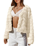 FreshPretty Winter Coats For Women Faux Fur Jacket Soft Long Sleeve Fluffy Open Front Outerwear Fall Outfits