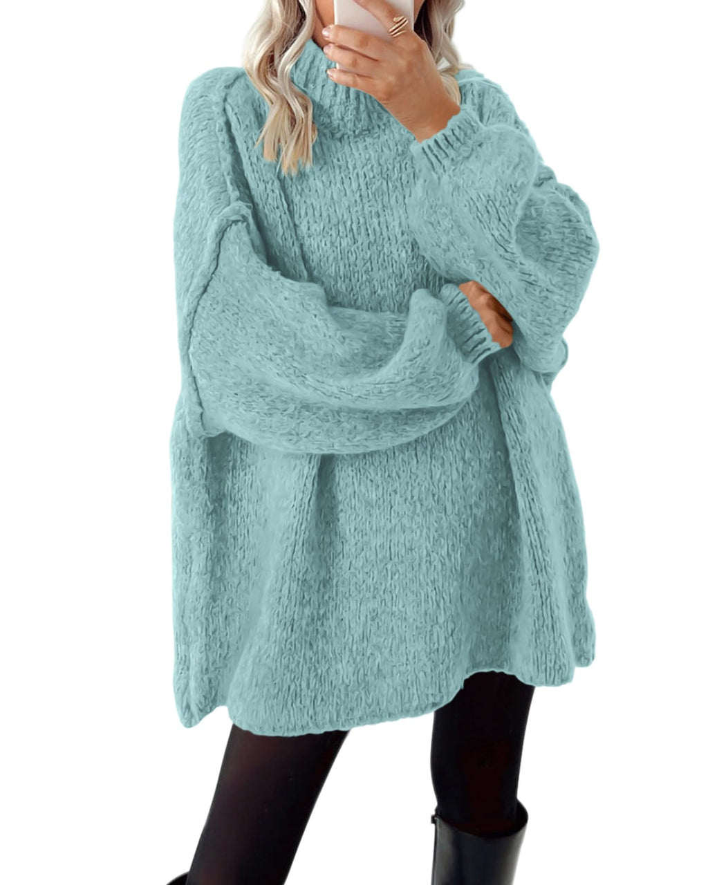 BTFBM Sweaters for Women Fall Long Sleeve Mock Neck Cable Knit Oversized Sweater Pullover Tops Thick Winter Clothes