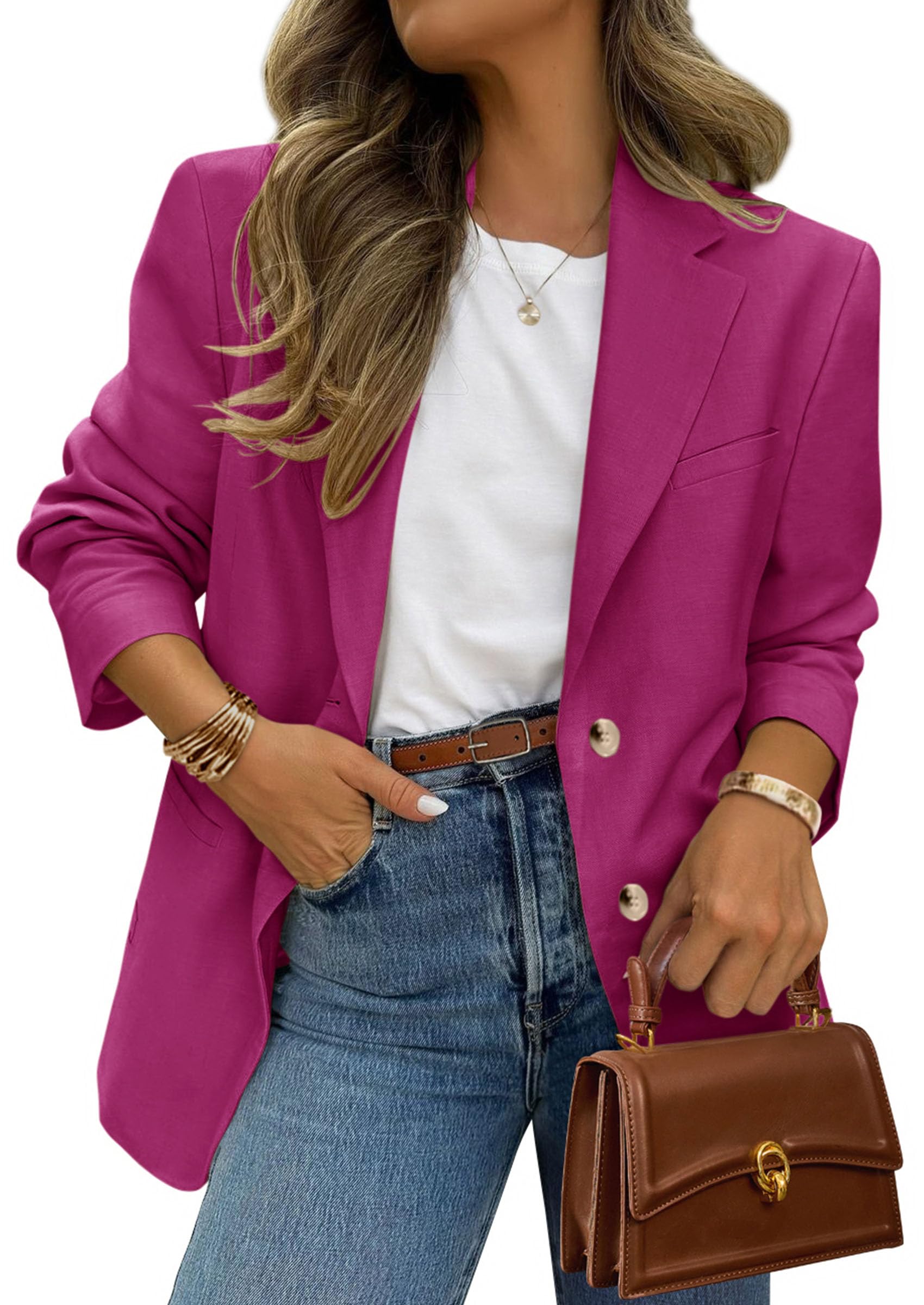 PRETTYGARDEN Blazers for Women Business Casual Long Sleeve Lapel Open Front Suit Jacket Work Blazer with Pockets