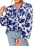 PRETTYGARDEN Women's Floral Button Down Blouse Fall Fashion Dressy Casual Long Sleeve Oversized Shirts Top Boho Clothes