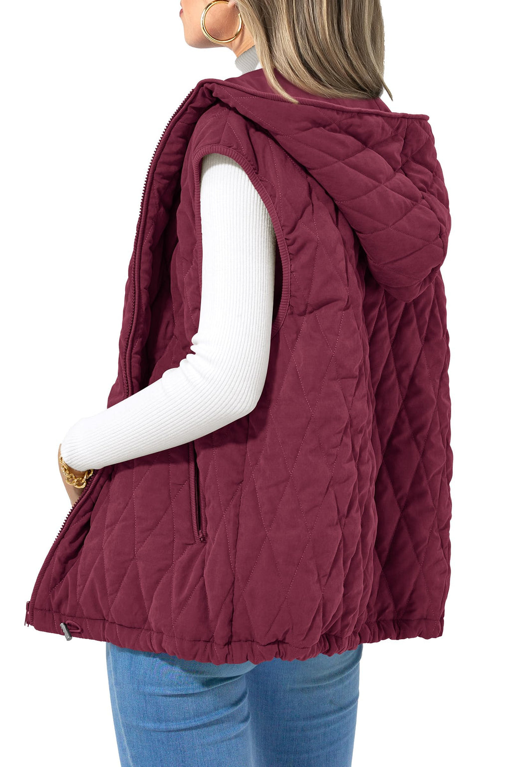 PRETTYGARDEN Women's Fall Spring Vest Casual Sleeveless Hooded Zip Up Jacket Trendy Winter Coat Outerwear