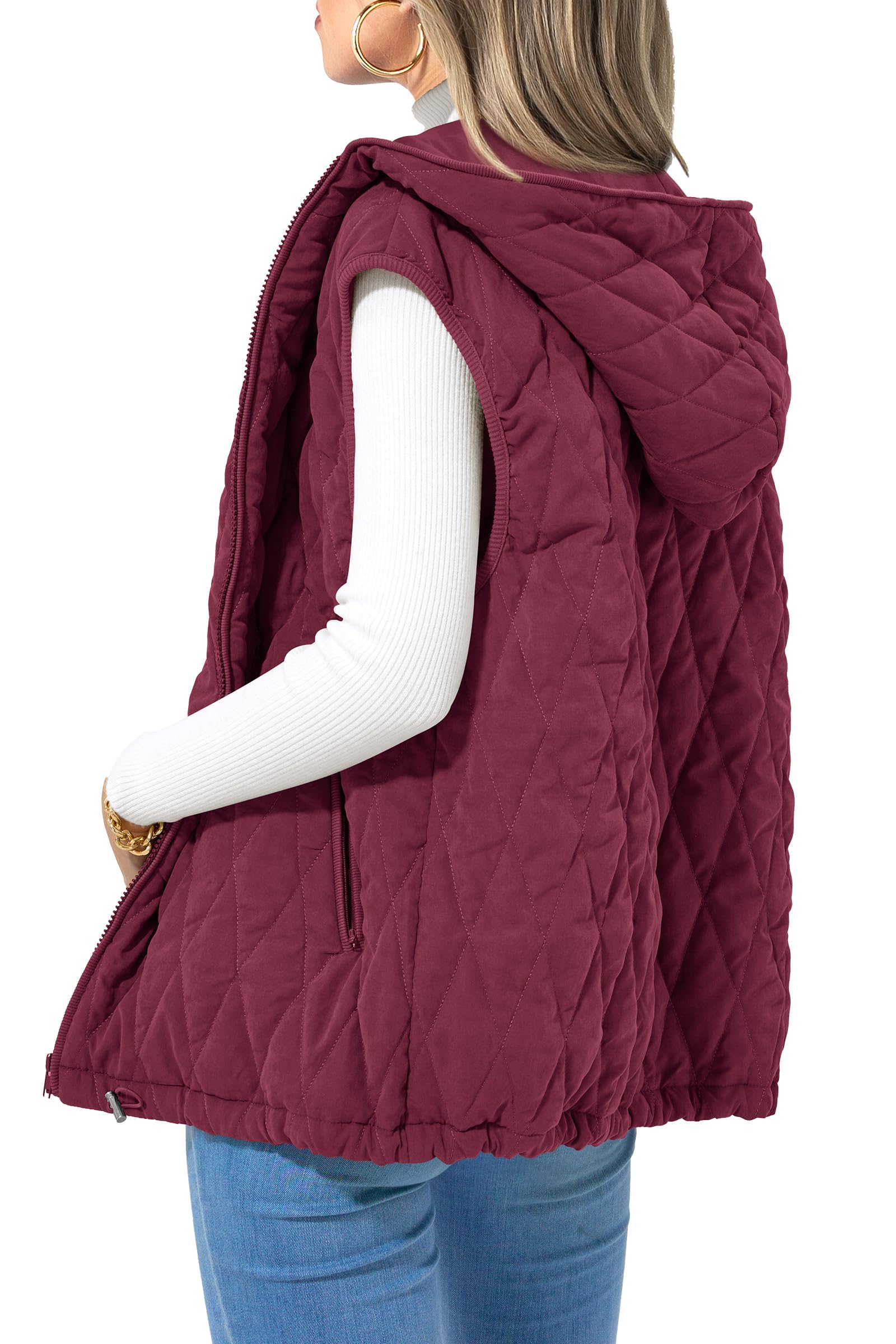 PRETTYGARDEN Women's Fall Spring Vest Casual Sleeveless Hooded Zip Up Jacket Trendy Winter Coat Outerwear