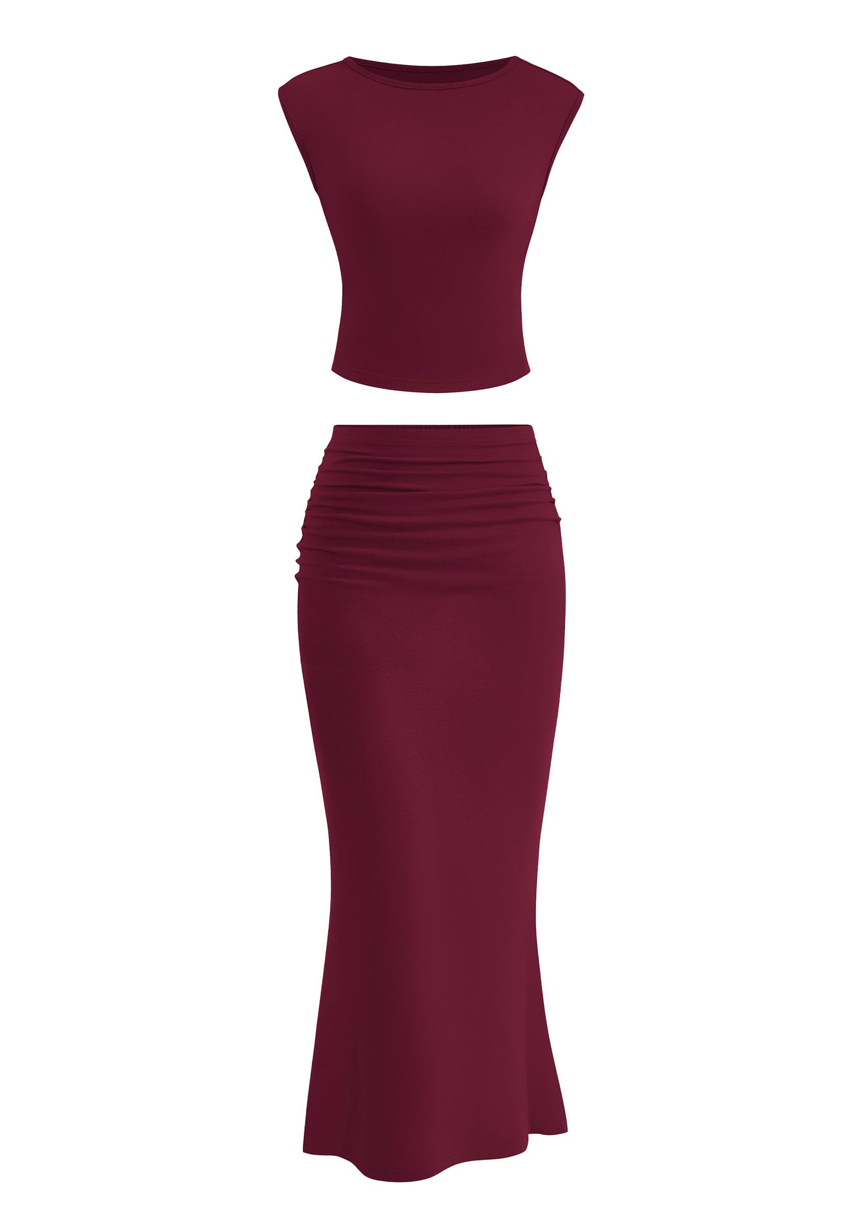 PRETTYGARDEN Skirt Sets Women 2 Piece Outfits Summer Outfits Going Out Crop Tops Long Maxi Skirts Beach Vacation Clothes