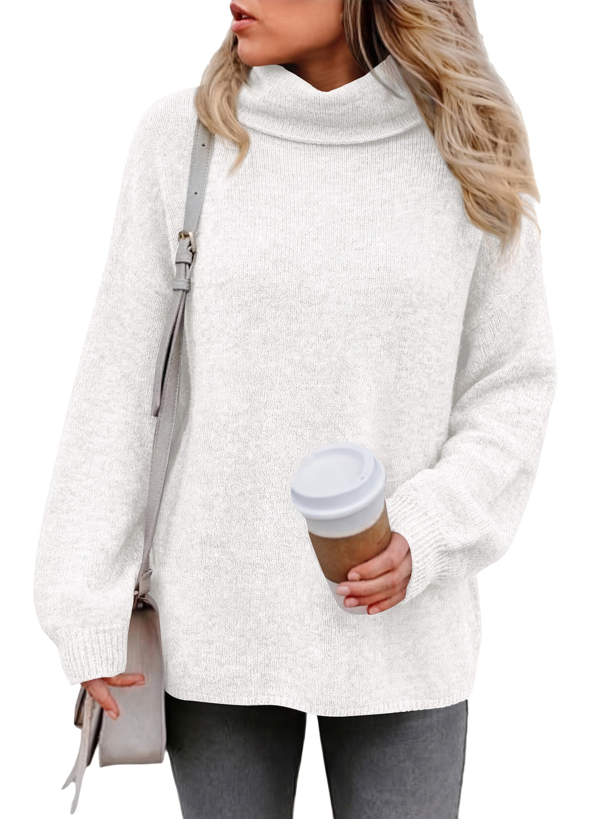 PRETTYGARDEN Women's Winter Turtleneck Sweaters Oversized Warm Pullover,Cozy Chunky Knit Sweater, Long Sleeve Tunic, Loose Fit Dressy Casual Tops, Trendy Fall Fashion Clothing, Holiday Outfits