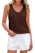 FreshPretty Women Summer Tank Tops Basic Sleeveless V Neck Lightweight Knit Beach Vacation Clothes Going Out Top