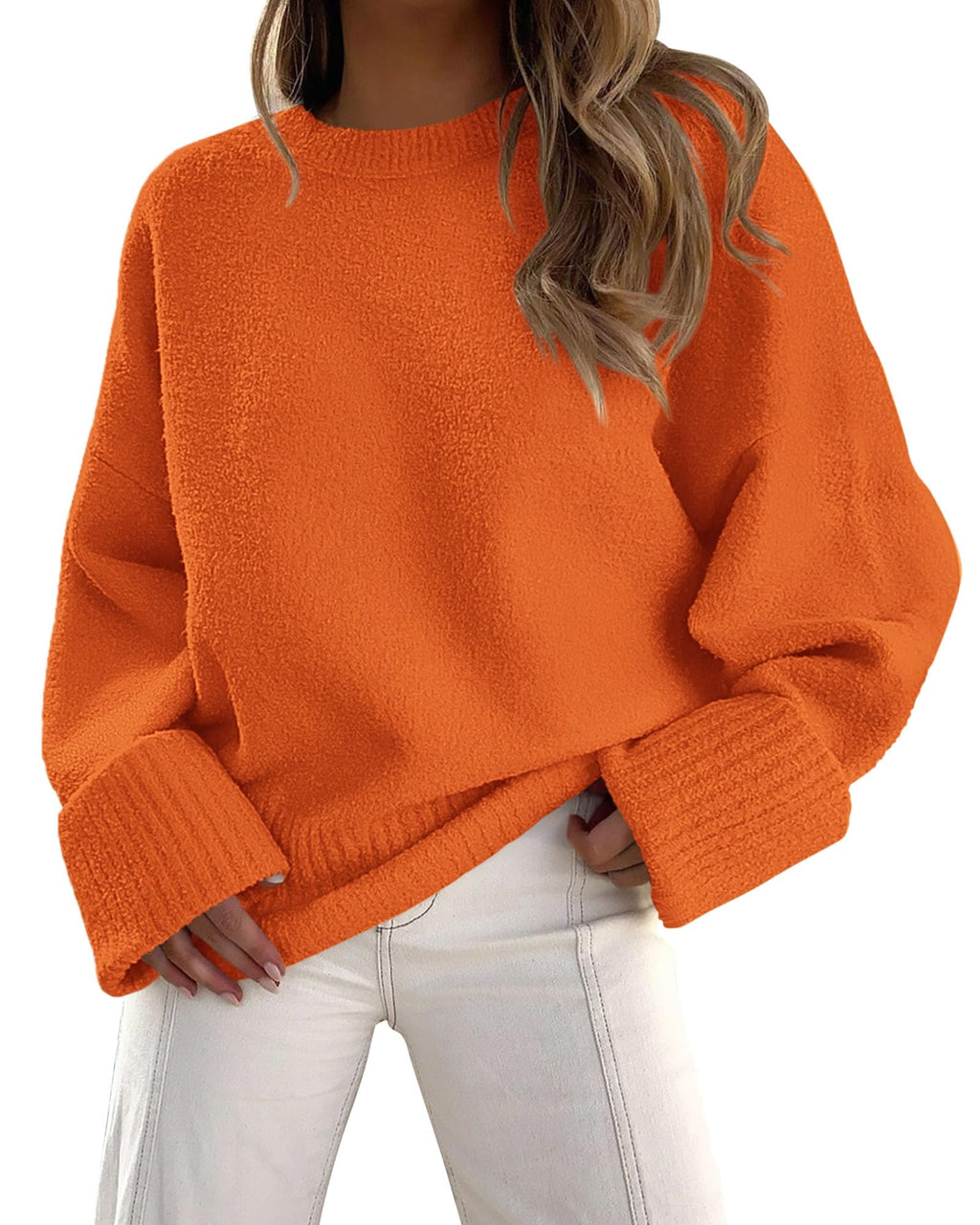 PRETTYGARDEN Women's Fall Oversized Sweaters Casual Crewneck Pullover Long Sleeve Fuzzy Chunky Knit Tops Blouse
