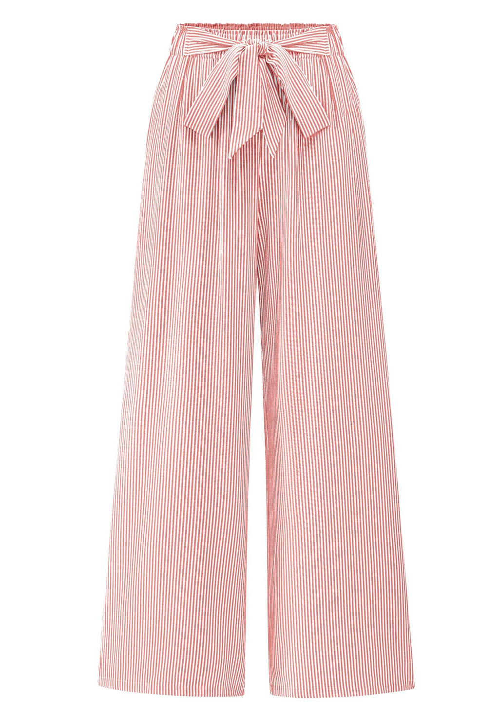 BTFBM Pants for Women Spring Clothes Striped High Waist Tie Knot Dressy Casual Wide Leg Palazzo Work Trousers Pants
