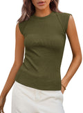 PRETTYGARDEN Women's Ribbed Tank Tops Summer Cap Sleeve Slim Fitted Knit Basic Casual Tee Shirts Trendy Fashion Clothes