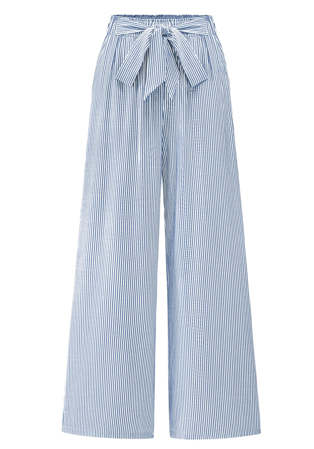 BTFBM Pants for Women Spring Clothes Striped High Waist Tie Knot Dressy Casual Wide Leg Palazzo Work Trousers Pants