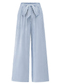 BTFBM Pants for Women Spring Clothes Striped High Waist Tie Knot Dressy Casual Wide Leg Palazzo Work Trousers Pants