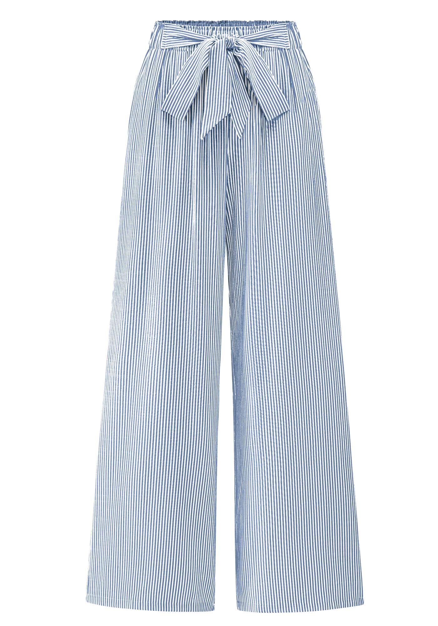 BTFBM Pants for Women Spring Clothes Striped High Waist Tie Knot Dressy Casual Wide Leg Palazzo Work Trousers Pants