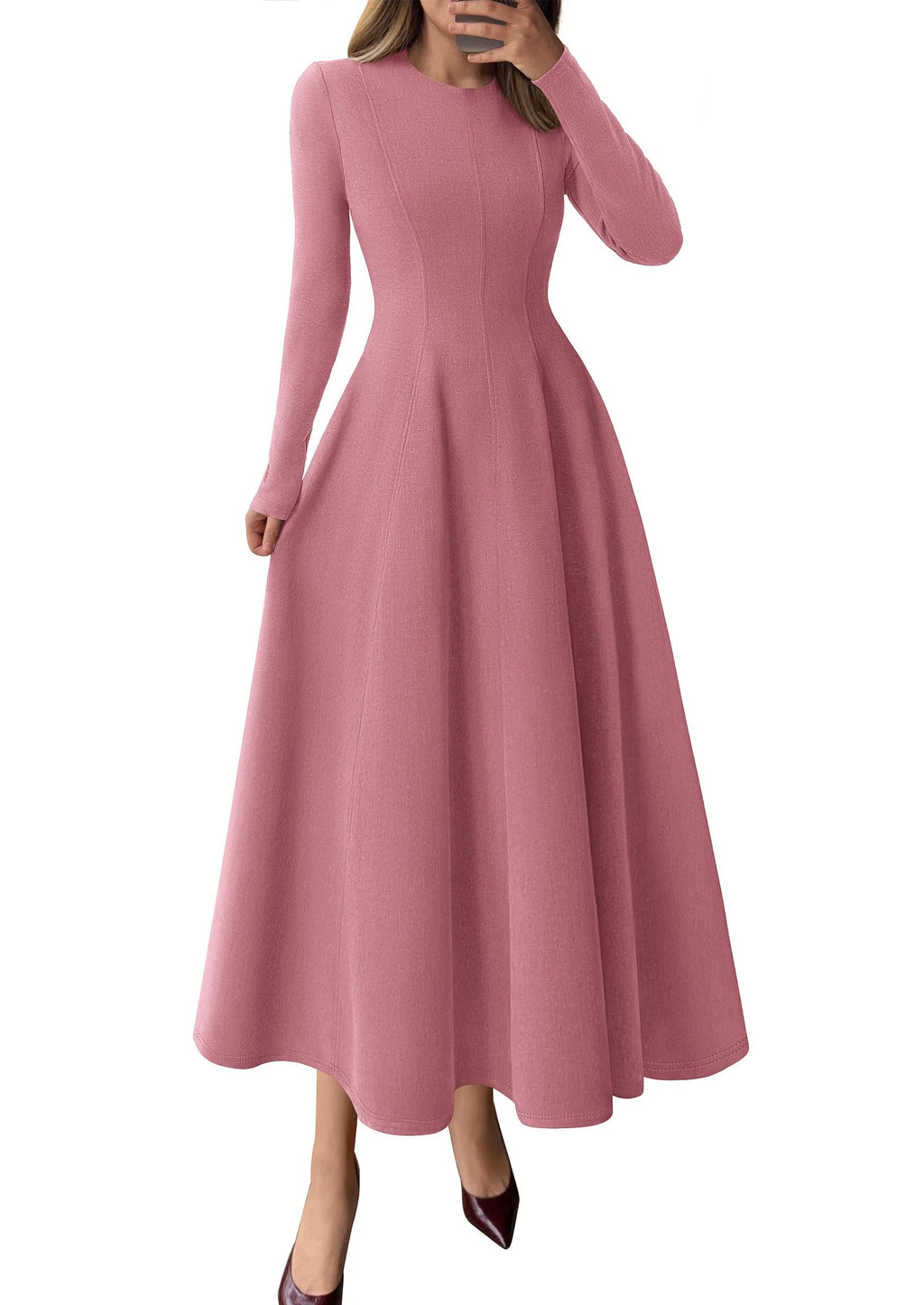PRETTYGARDEN Cocktail Dresses for Women  Elegant Classy Fall Long Sleeve Midi A Line Flowy Modest Winter Party Dress