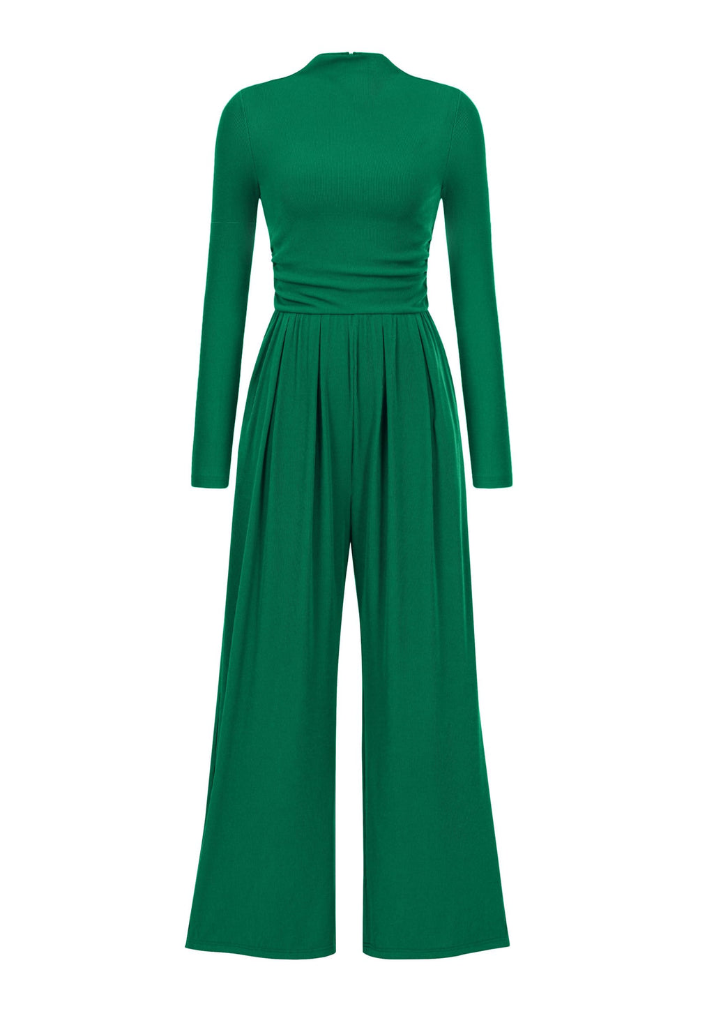PRETTYGARDEN Womens Jumpsuit Dressy Casual Spring Fall Fashion One Piece Outfits Long Sleeve Mock Neck Wide Leg Pants Rompers