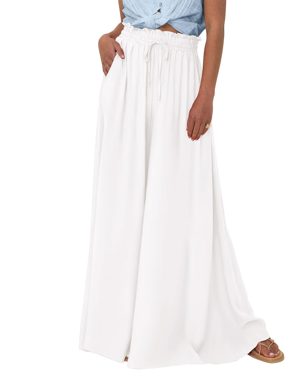 BTFBM Women Casual High Waist Wide Leg Pants Spring Summer Long Palazzo Pants Pocket Lounge Beach Vacation Clothes