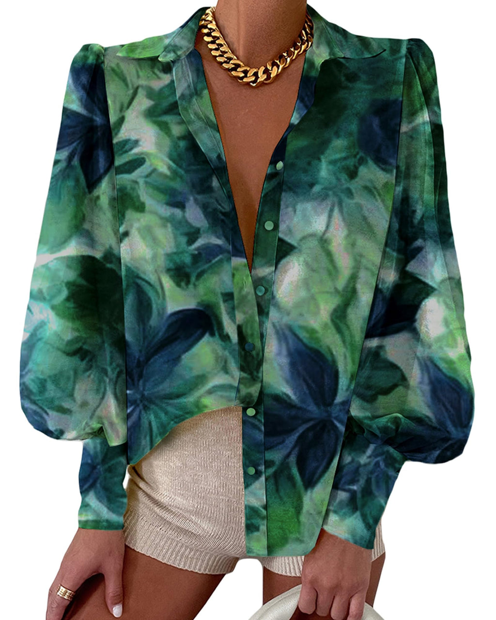 BTFBM Women Fashion Button Down Shirts V Neck Boho Printed Long Sleeve Blouses Dressy Casual Spring Fall Tops