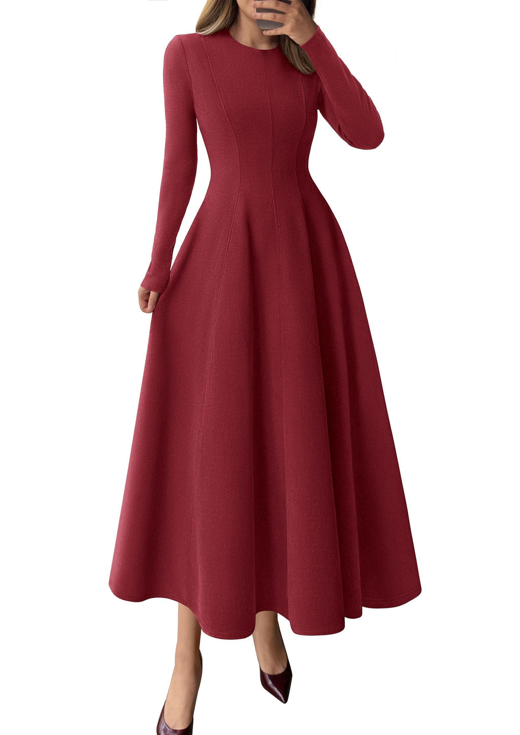 PRETTYGARDEN Cocktail Dresses for Women  Elegant Classy Fall Long Sleeve Midi A Line Flowy Modest Winter Party Dress