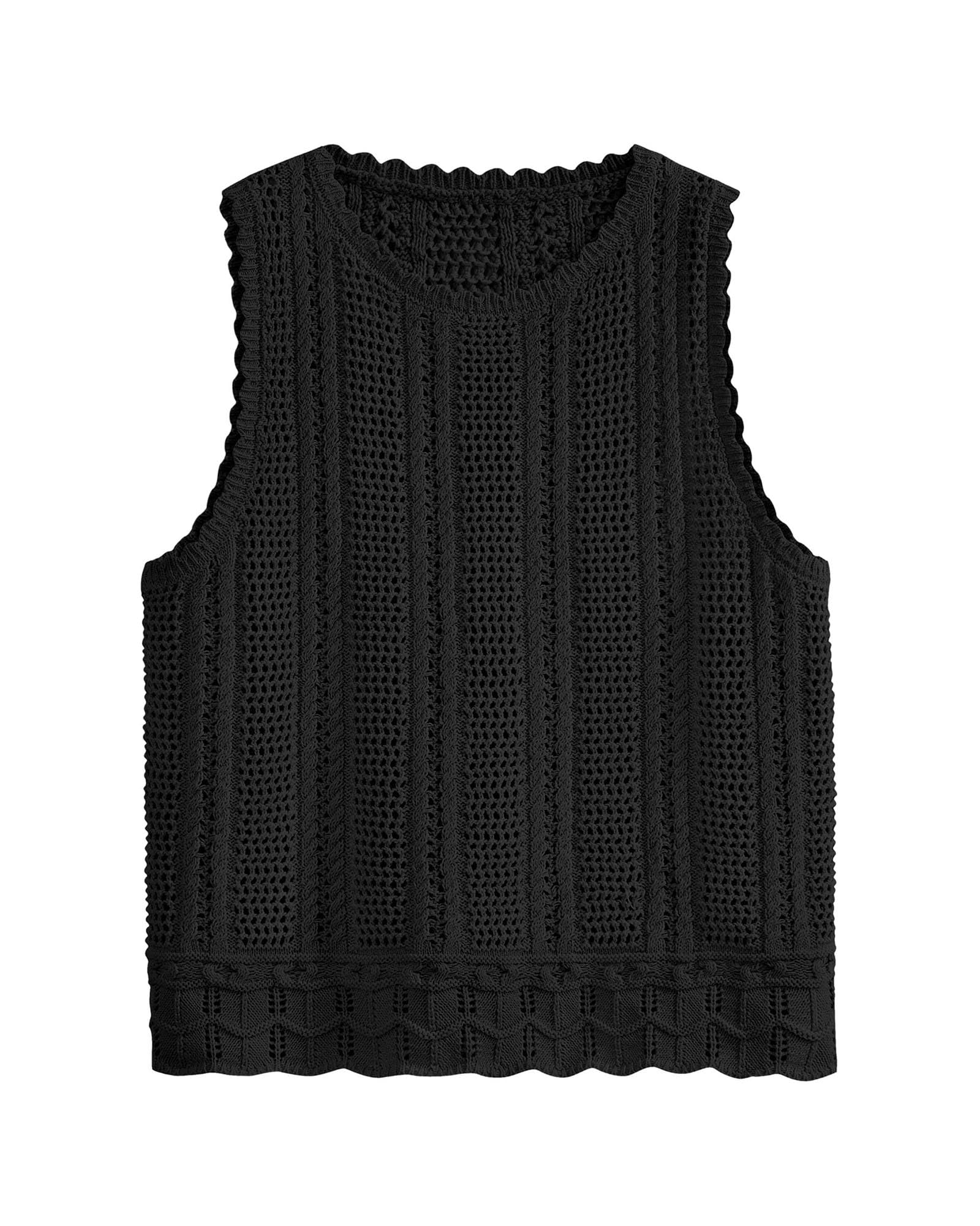 FreshPretty Crochet Tank Top Vacation Outfits for Women Sweater Vest Beach Cover Ups Spring Summer Sleeveless Cruise Resort Wear