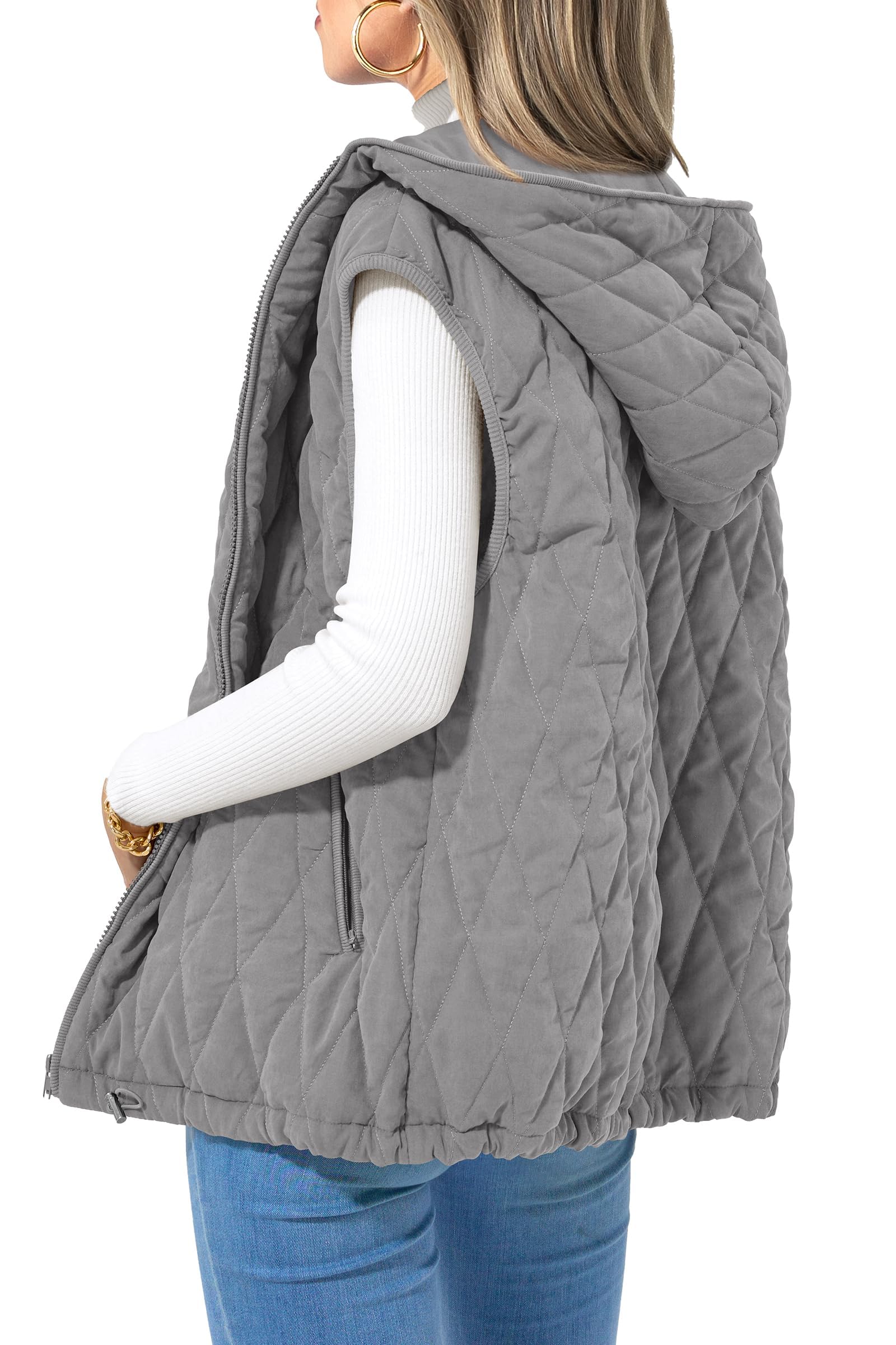 PRETTYGARDEN Women's Fall Spring Vest Casual Sleeveless Hooded Zip Up Jacket Trendy Winter Coat Outerwear