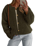 PRETTYGARDEN Women's Fall Fashion Clothes Trendy Fleece Sherpa Cropped Jackets Buttons Warm Casual Winter Faux Fur Coats