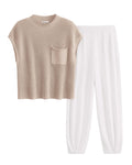 PRETTYGARDEN Womens Two Piece Outfits Sweater Sets Knit Pullover Tops And High Waisted Pants Matching Tracksuit Sweatsuit Set