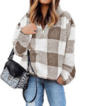 BTFBM Womens Sweatshirt Sherpa Quarter Zip Pullover Fall Winter Long Sleeve Fleece Sweaters Hoodies Sweatshirts Clothes